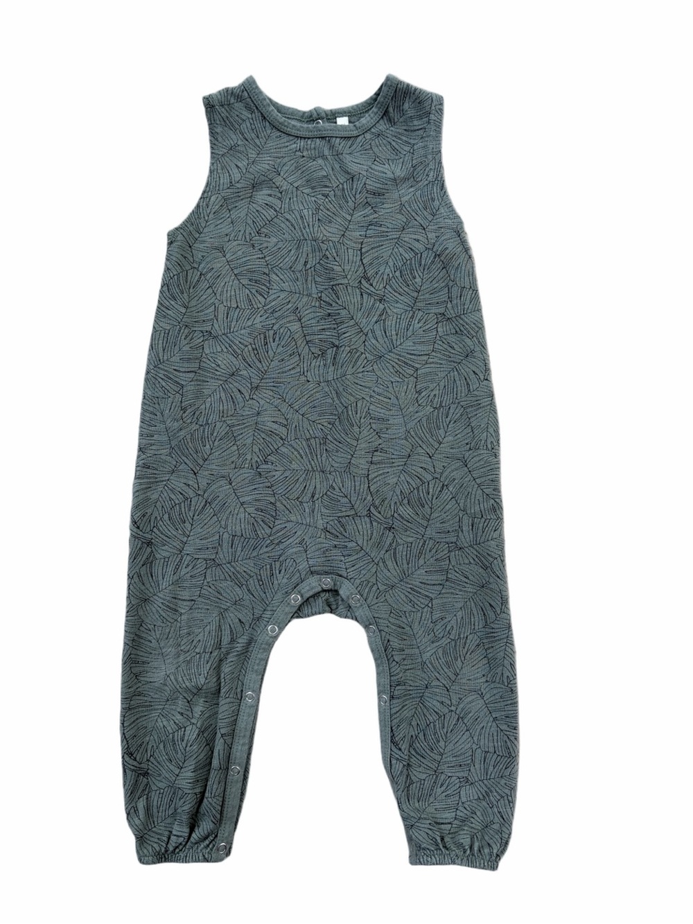 Rylee + Cru Size 18-24 Months Green Monstera Leaf Jumpsuit Summer Tank Romper